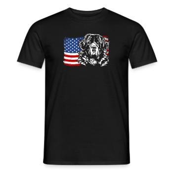 Landseer America Flag Dog Dogs Wilsigns - Men's T-Shirt - black - Front - AI Model Male 178 light (178cm)
