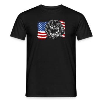 Pekingese America Flag Dog Dogs Wilsigns - Men's T-Shirt - black - Front - AI Model Male 178 light (178cm)