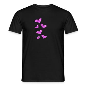 cœurs roses - T-shirt homme - noir - Devant - AI Model Male 178 light (178cm)