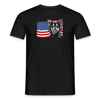 Chihuahua America Flag Dogs Wilsigns - T-shirt homme - noir - Devant - AI Model Male 178 light (178cm)