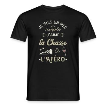 Chasse Apero Chasseur Humour Chassé Chasser Fête - T-shirt homme - noir - Devant - AI Model Male 178 light (178cm)