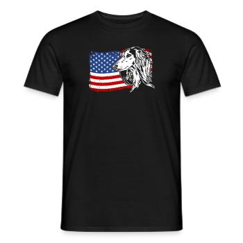 Saluki America Flag Dog Dogs Wilsigns - Men's T-Shirt - black - Front - AI Model Male 178 light (178cm)