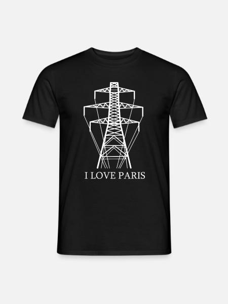 Palo della luce come satira della Torre Eiffel "I Love Paris" - T-shirt uomo - nero