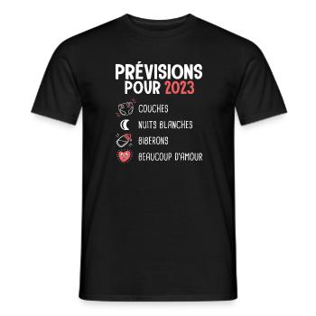 Prévisions pour 2023 Humour Futur Papa naissance - T-shirt homme - noir - Devant - AI Model Male 178 light (178cm)