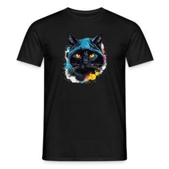 Katzenkopf Schwarze Katze Bombay Happy Cat Katzen - Männer T-Shirt - Schwarz - Vorne - AI Model Male 178 light (178cm)