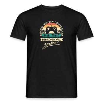 Der König will zocken - Gaming Gamer Spruch Lustig - Männer T-Shirt - Schwarz - Vorne - AI Model Male 178 light (178cm)