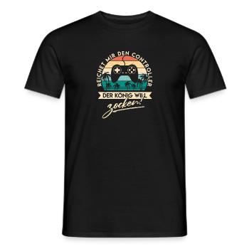 Der König will zocken - Gaming Gamer Spruch Lustig - Männer T-Shirt - Schwarz - Vorne - AI Model Male 178 light (178cm)