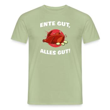 Broiler "Ente gut alles gut" Brathähnchen Ente - Männer T-Shirt - Sage - Vorne - AI Model Male 178 light (178cm)