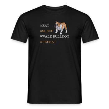 BULLDOGGE SPAZIEREN - Männer T-Shirt - Schwarz - Vorne - AI Model Male 178 light (178cm)