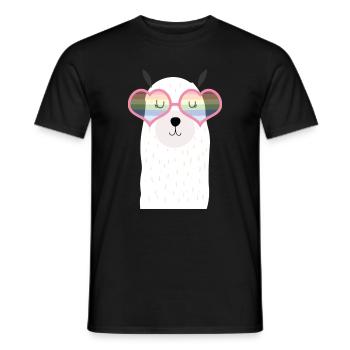 Llama, Rainbow, Sunglasses, Pride, Love, Heart - Men's T-Shirt - black - Front - AI Model Male 178 light (178cm)
