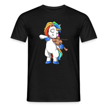 Unicorn plays violin for violin player musician - Men's T-Shirt - black - Front - AI Model Male 178 light (178cm)