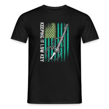 Plus de contrebasse basse avec drapeau américain - T-shirt homme - noir - Devant - AI Model Male 178 light (178cm)