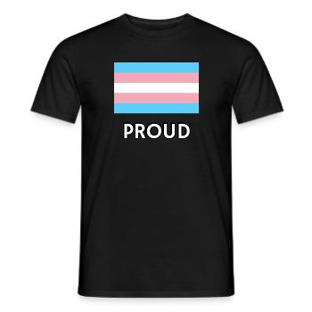 PROUD trans flag - Men's T-Shirt - black - Front - AI Model Male 178 light (178cm)