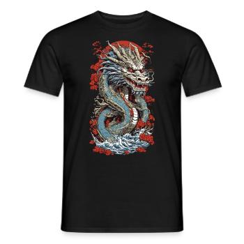 Mysticisme du dragon dans la gravure sur bois de couleur ukiyo-e - T-shirt homme - noir - Devant - AI Model Male 178 light (178cm)