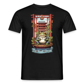 Japanese Lucky Charm Frog Aesthetic Design - Men's T-Shirt - black - Front - AI Model Male 178 light (178cm)