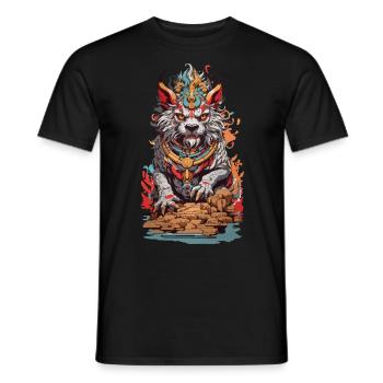 Esthétique du Lion du Temple Asiatique Lion Chinois - T-shirt homme - noir - Devant - AI Model Male 178 light (178cm)