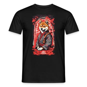 Shiba Kanji Retro Dogs Design in Japan Style - Men's T-Shirt - black - Front - AI Model Male 178 light (178cm)