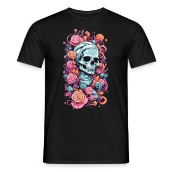 Pastel Goth Rosen Skull Okkult Weirdcore Design - Männer T-Shirt - Schwarz - Vorne - AI Model Male 178 light (178cm)
