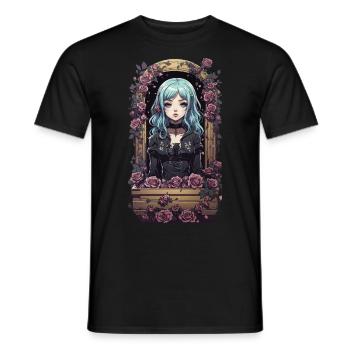 Kawaii Anime Goth Girl Vintage Design - Men's T-Shirt - black - Front - AI Model Male 178 light (178cm)