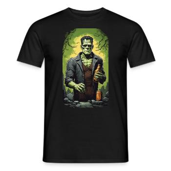 Spooky Beer Drinker Monster Halloween Design - Men's T-Shirt - black - Front - AI Model Male 178 light (178cm)