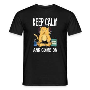 keep calm and game on - Men's T-Shirt - black - Front - AI Model Male 178 light (178cm)