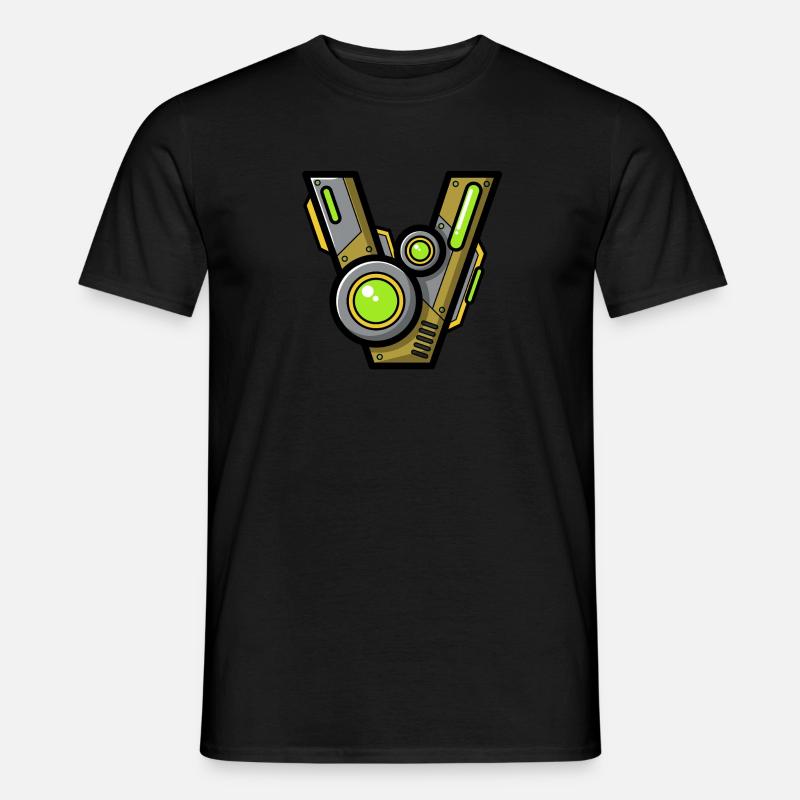 Lettre V Nom Robot Technique Nerd - T-shirt homme - noir