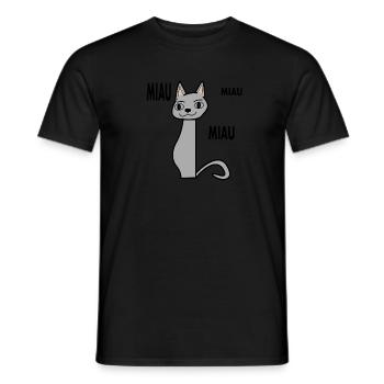 meowing gray cat with light brown ears - Men's T-Shirt - black - Front - AI Model Male 178 light (178cm)