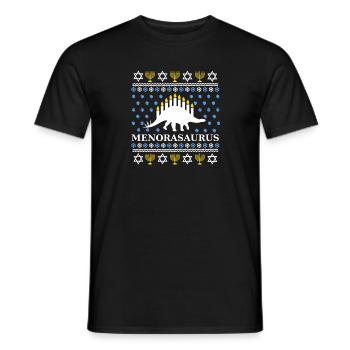Menorasaurus - Great gift idea Jews, Hanukkah - Men's T-Shirt - black - Front - AI Model Male 178 light (178cm)