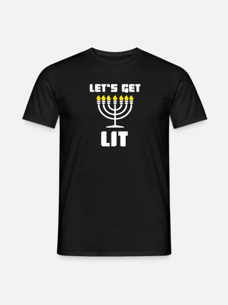 Get Lit Menora - Excellente idée-cadeau Juifs, Chanuka - T-shirt homme - noir