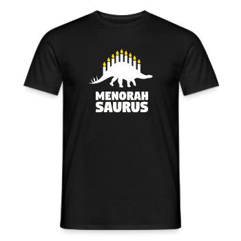 Menorasaurus - Great gift idea Jews, Hanukkah - Men's T-Shirt - black - Front - AI Model Male 178 light (178cm)