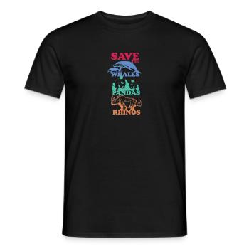 Save The Whales, Pandas And Rhinos Tierliebe - Männer T-Shirt - Schwarz - Vorne - AI Model Male 178 light (178cm)