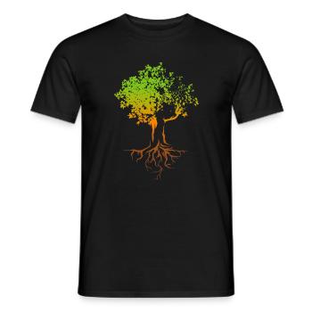 Tree, Autumn, Colors, Colorful, Illustration, Forest, Nature - Men's T-Shirt - black - Front - AI Model Male 178 light (178cm)