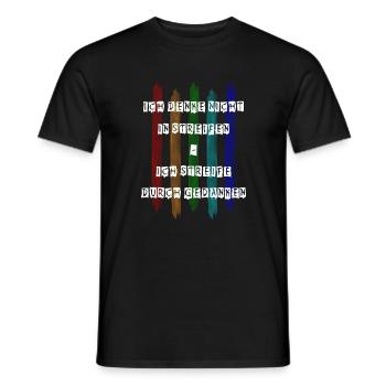 Ich denke nicht in Streifen - Männer T-Shirt - Schwarz - Vorne - AI Model Male 178 light (178cm)