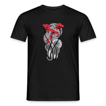 Butterfly Poppy Tattoo - Men's T-Shirt - black - Front - AI Model Male 178 light (178cm)