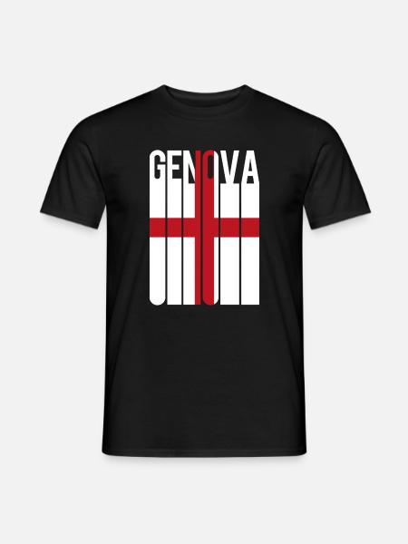 flag of Genoa Genua Genova Genes Génova - T-shirt uomo - nero