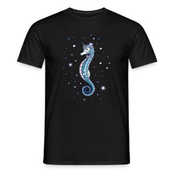 Seahorse cute motif - Men's T-Shirt - black - Front - AI Model Male 178 light (178cm)