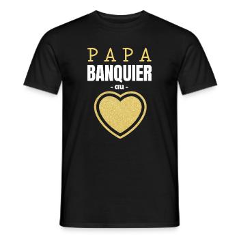 Papa Banquier au Cœur d'Or - T-shirt homme - noir - Devant - AI Model Male 178 light (178cm)