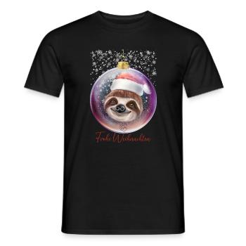 Frohe Weihnachten Weihnachtsoutfit Faultier - Männer T-Shirt - Schwarz - Vorne - AI Model Male 178 light (178cm)