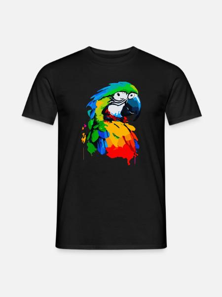 Oil painting of a colorful parrot - Men's T-Shirt - black