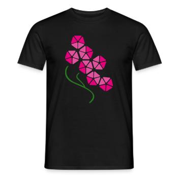 Geometric Pink Orchid Blossom – Modern Floral Art - Men's T-Shirt - black - Front - AI Model Male 178 light (178cm)