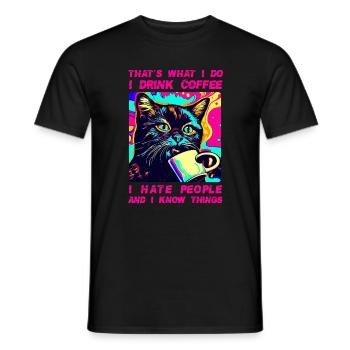 Cozy Cat Coffee - Men's T-Shirt - black - Front - AI Model Male 178 light (178cm)