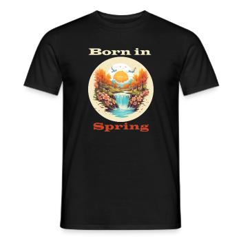 Born in Spring - Men's T-Shirt - black - Front - AI Model Male 178 light (178cm)