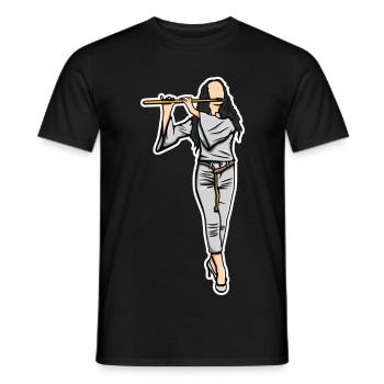Croquis flûtiste - T-shirt homme - noir - Devant - AI Model Male 178 light (178cm)
