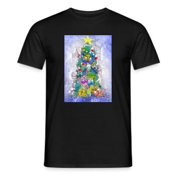 Fabelhafte Hundfamilie im Weihnachtsglanz - Männer T-Shirt - Schwarz - Vorne - AI Model Male 178 light (178cm)