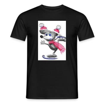 Festliche Maus mit Weihnachtsmütze - Männer T-Shirt - Schwarz - Vorne - AI Model Male 178 light (178cm)