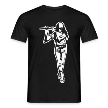 Flute Girl Drawing - Men's T-Shirt - black - Front - AI Model Male 178 light (178cm)