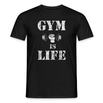 Gym Is Life – Dumbbell Vintage - Men's T-Shirt - black - Front - AI Model Male 178 light (178cm)
