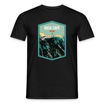 Illustration Cap de Roca, Phare, Portugal - T-shirt homme - noir - Devant - AI Model Male 178 light (178cm)