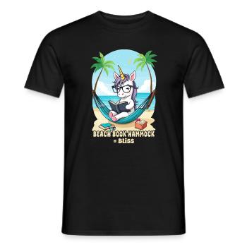 Unicorn with book - Men's T-Shirt - black - Front - AI Model Male 178 light (178cm)