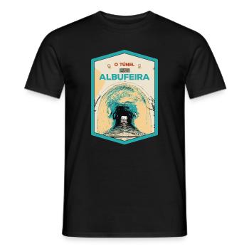 Illustration des Tunnels zum Strand von Albufeira - Männer T-Shirt - Schwarz - Vorne - AI Model Male 178 light (178cm)